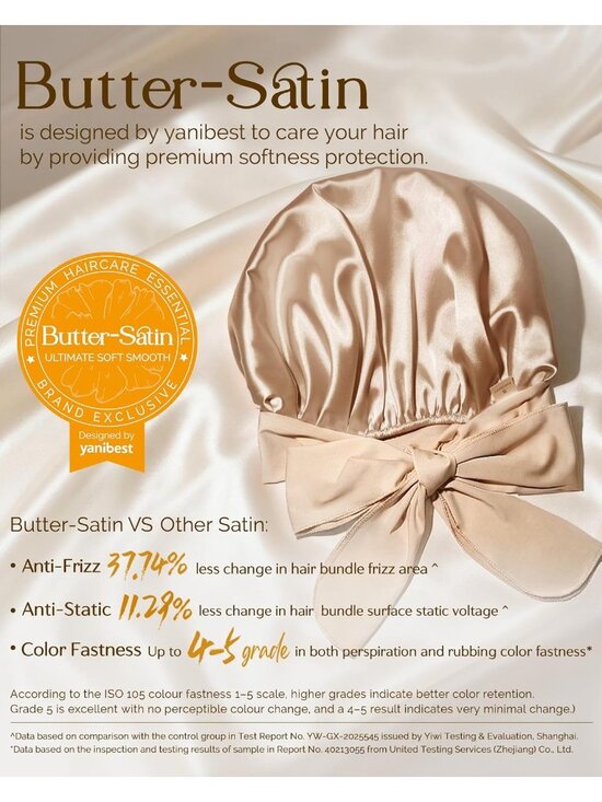 〽️Women Champagne Double Layer Hair Reduce Friction Prevent Frizz Satin Bonnet main image 6
